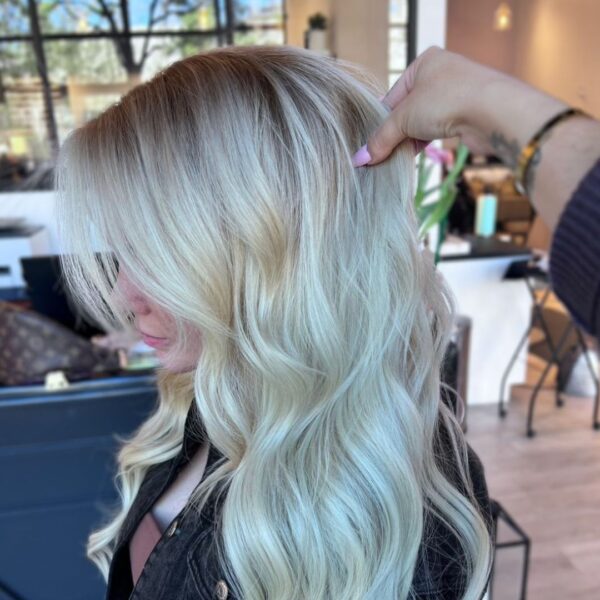 blonde with shadow root the woodlands texas